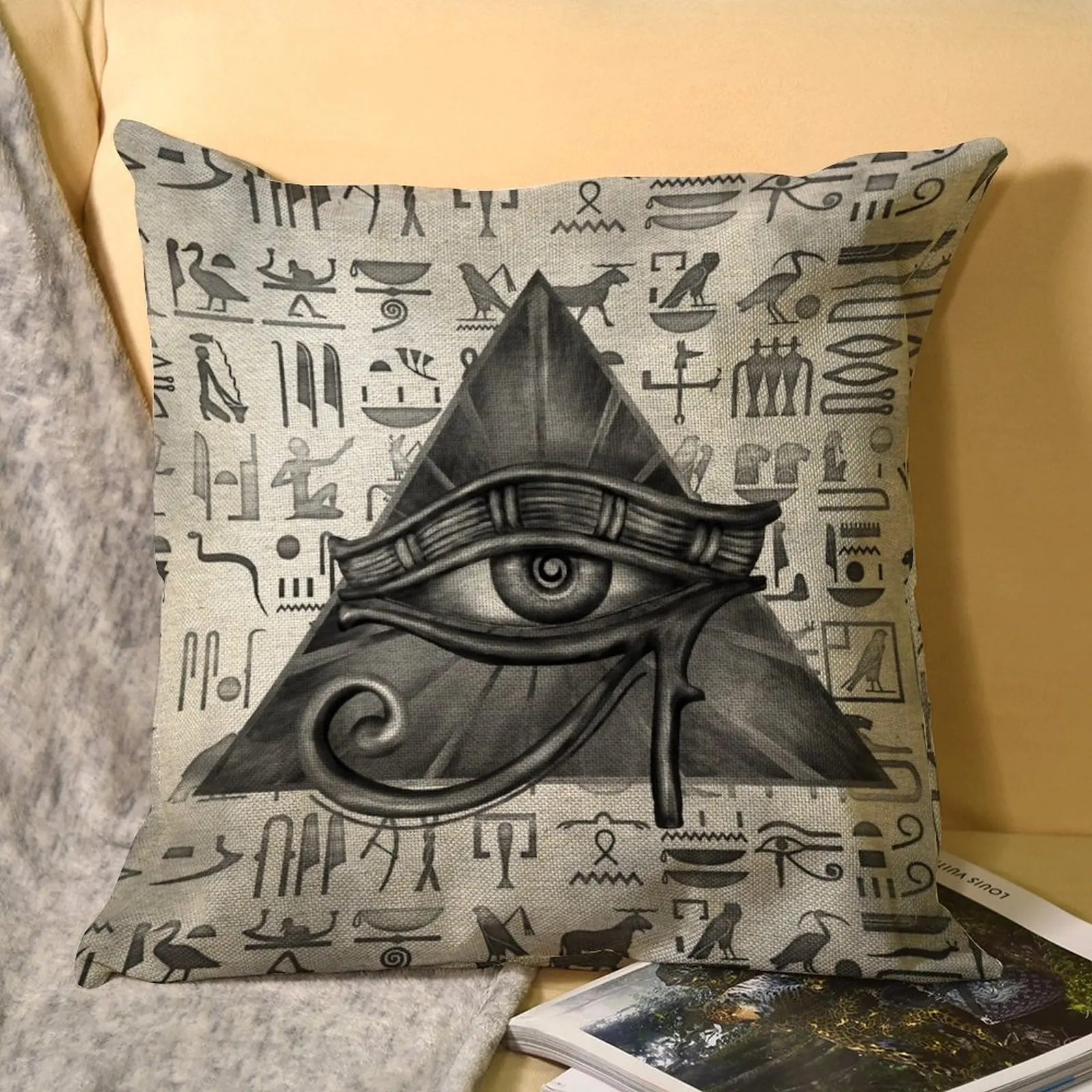 

Наволочка с египетским глазом хора, льняной декоративный диван, Древние египетские хироглифы, ретро наволочка для подушки, стул, домашний д...
