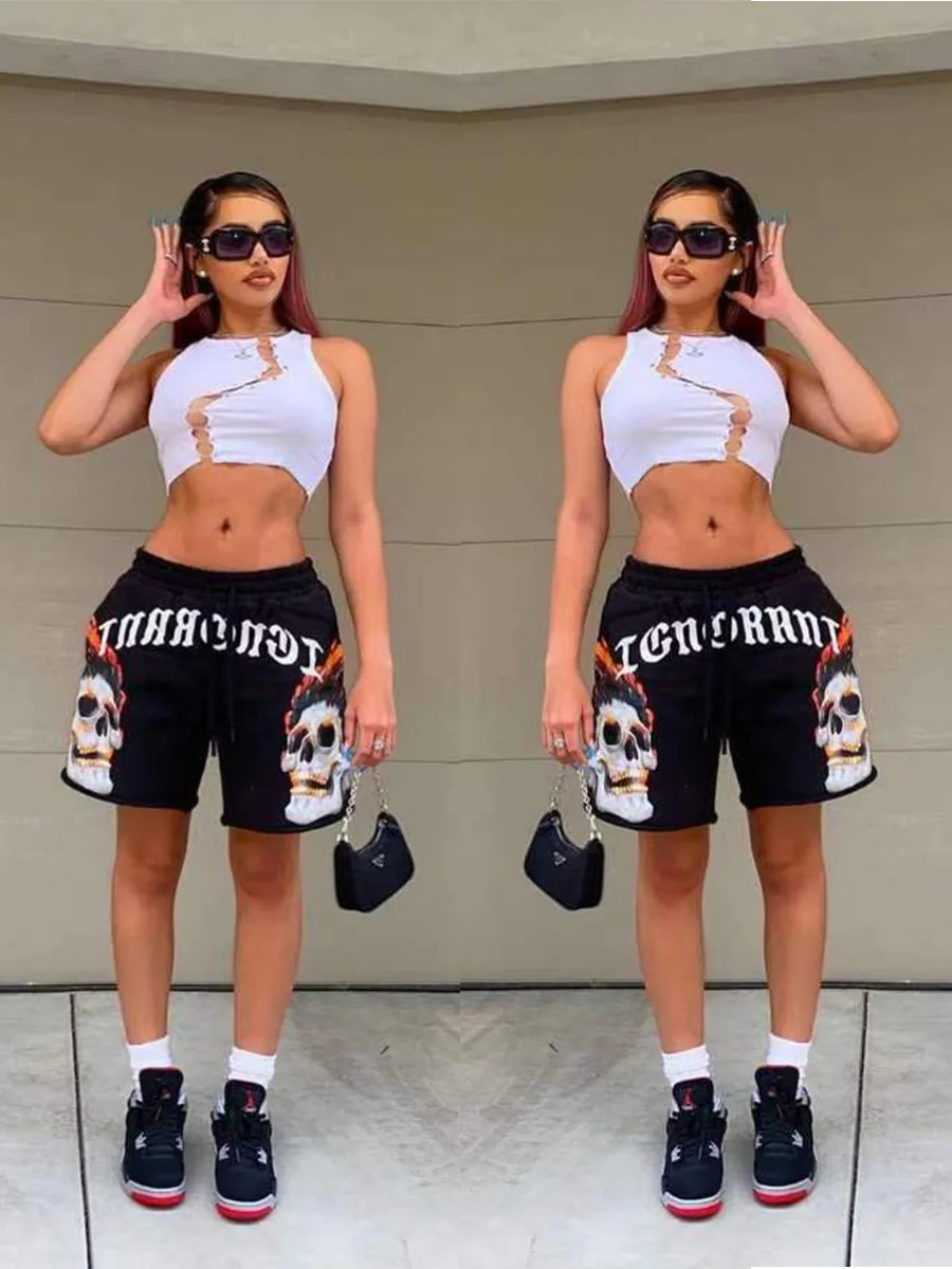 

2021 Hot Recommend Style Vintage Casual Tie Dye Shorts Cool Girl Streetwear BF Style Loungewear Women High Waist Pants