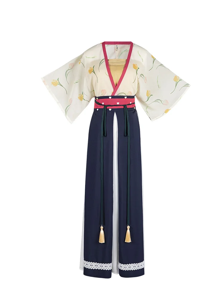 

2021 New Style Hanfu Women Chinese Traditional Embroidered Hanfu Tops Skirt 2 Pieces Sets Cosplay Costume Daily Improve Dress
