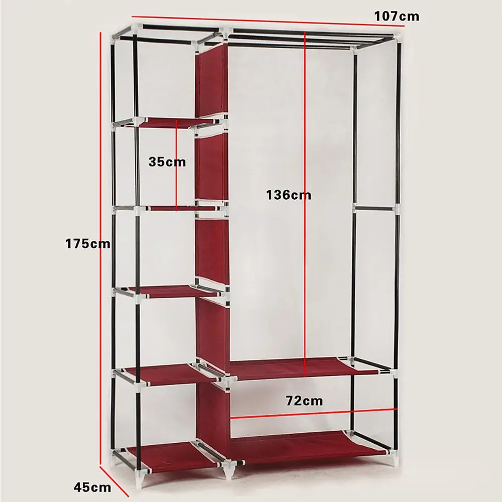 Новое поступление винно красный 175 см портативный шкаф органайзер для хранения