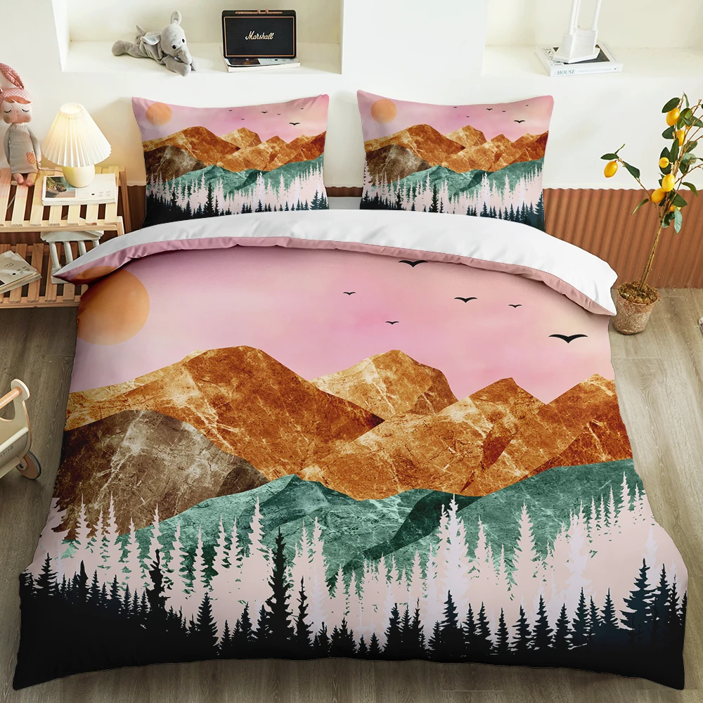 

Chinese Style Painting Bedding Set bedroom 3D Print landscape Pillowcase Soft Duvet Cover Home Girls Kids Queen King Twin