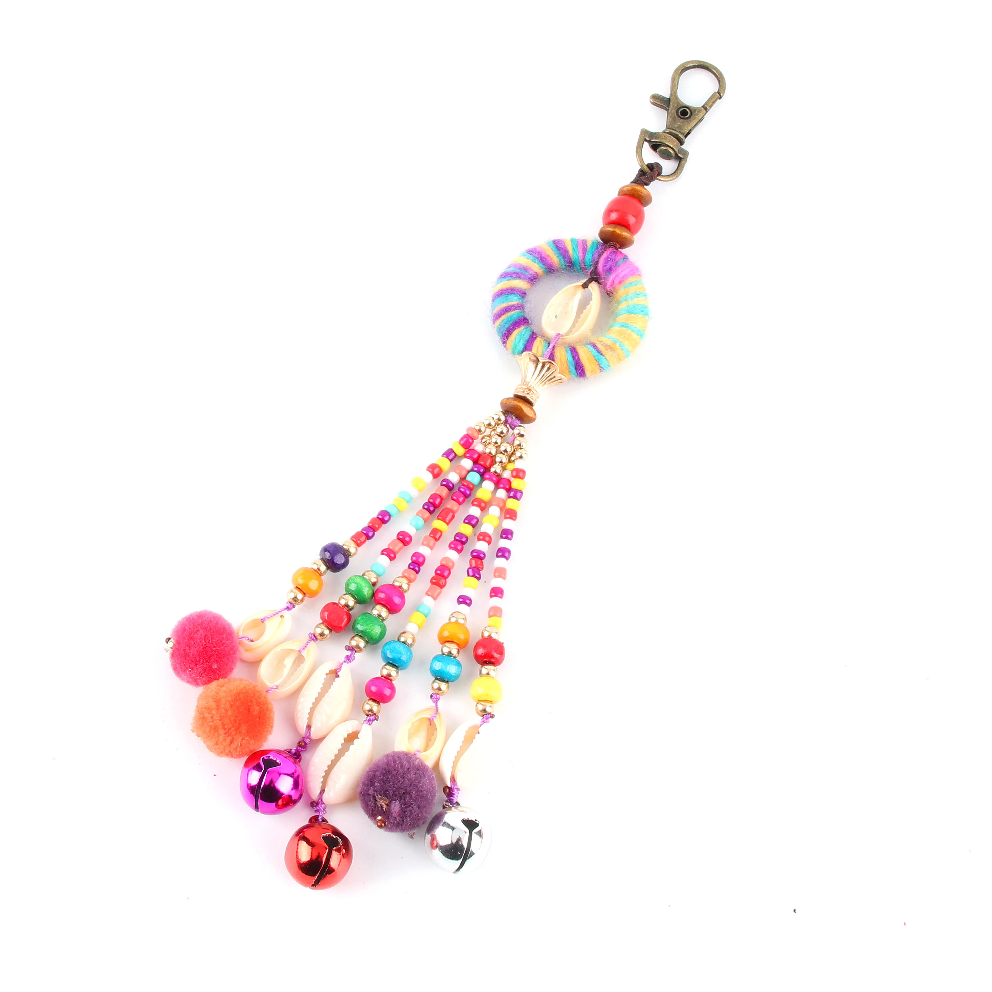 1 шт. пляжные богемные в виде ракушки длинные цветное с бисером помпон кисточками