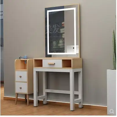 

New net celebrity barber shop mirror double-sided hair cutting mirror with lamp and cabinet integrated hairdressing mirror table