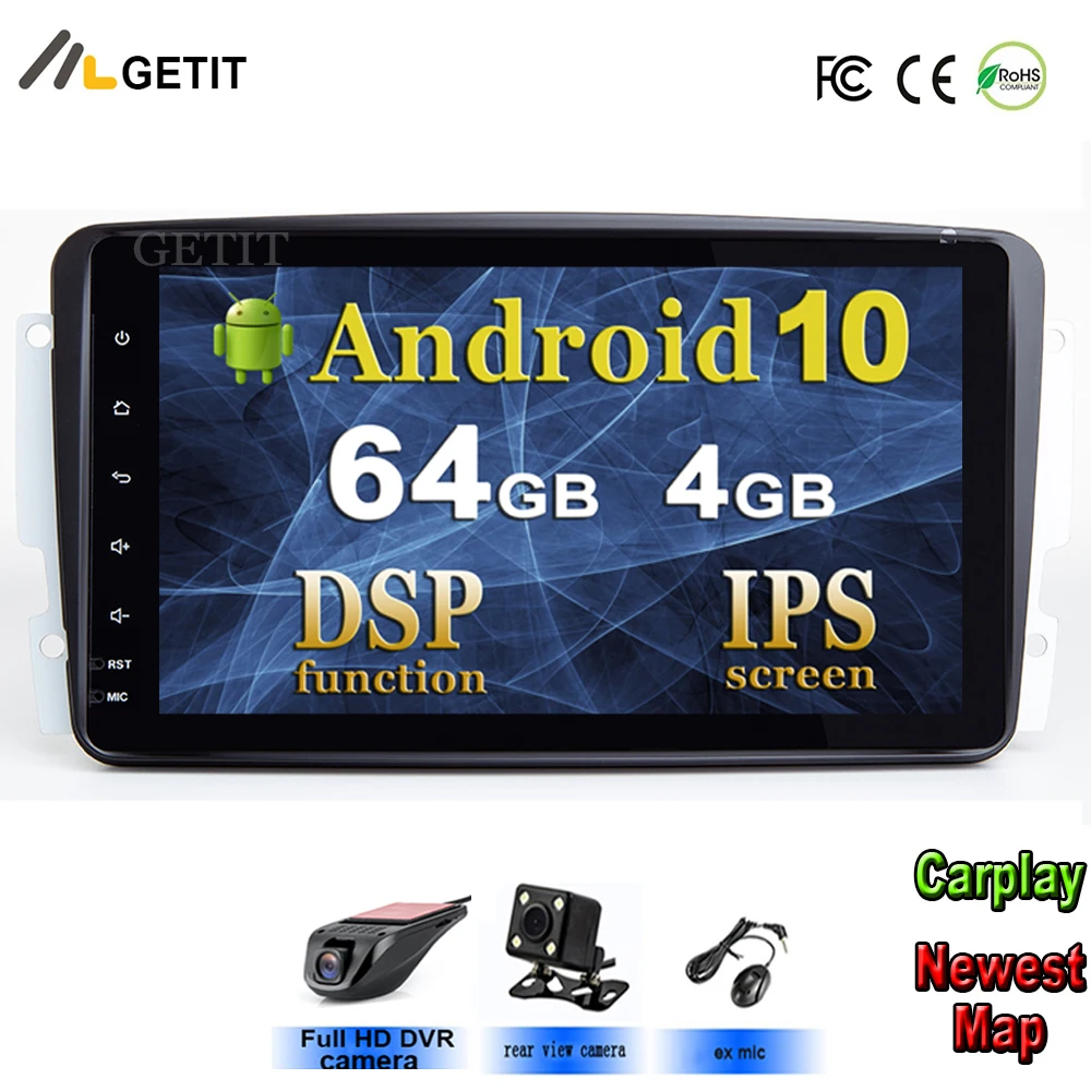 Автомобильный мультимедийный радиоприемник DSP IPS 8 ''Android 10 для