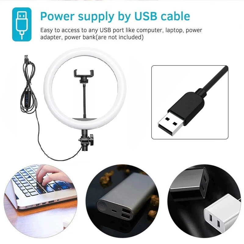 11 дюймов кольцевой светильник с штатив Трипод стойка YouTube светодиодный TikTok USB