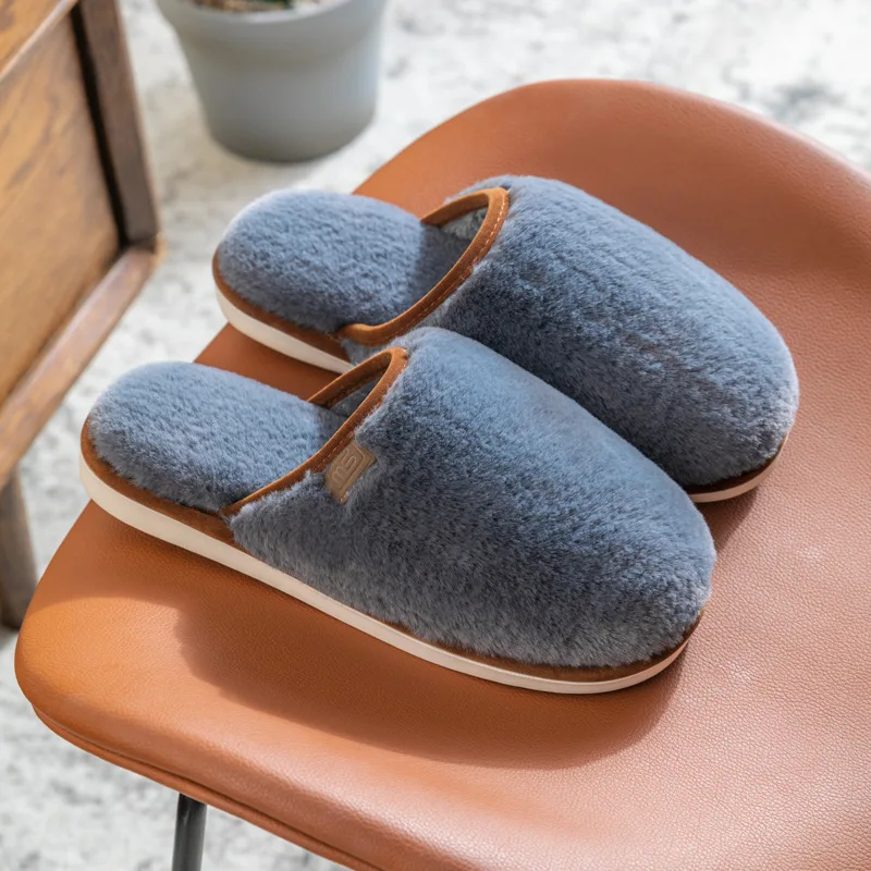

Home Furnishing Plush Slippers Thick Home Autumn and Winter Home Couple Shoes 2022 Men's and Women's New Cotton Slippers