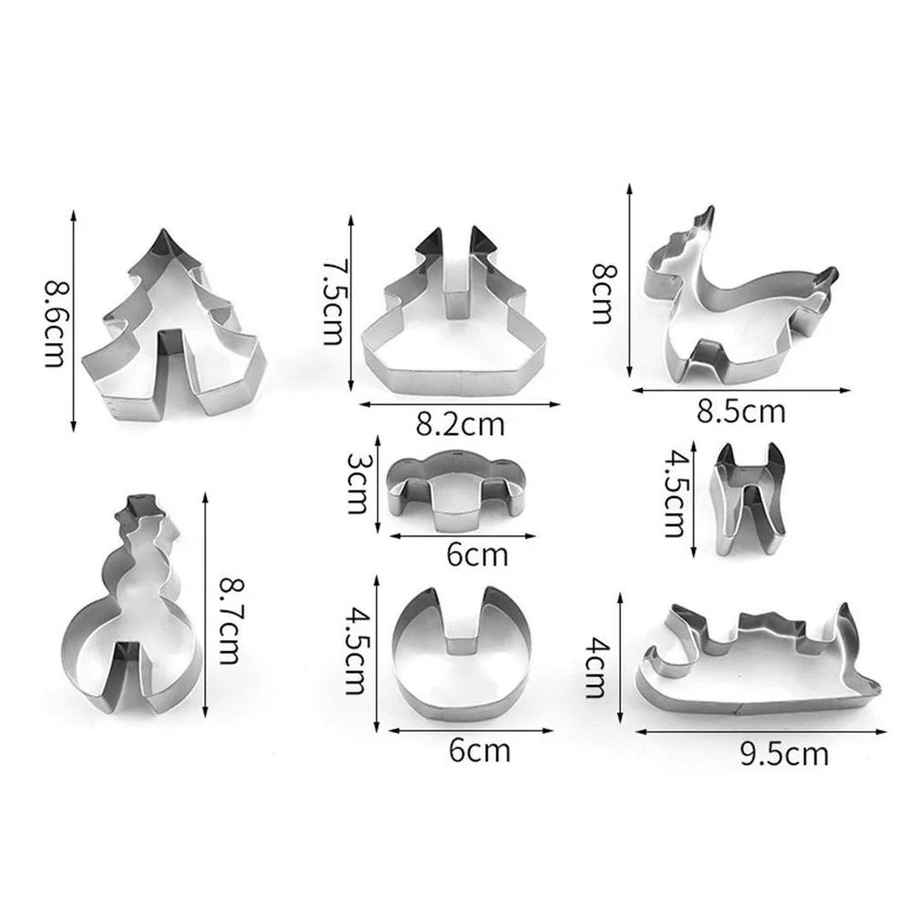 8 шт./компл. 3D Рождественские формочки для печенья из нержавеющей стали торта