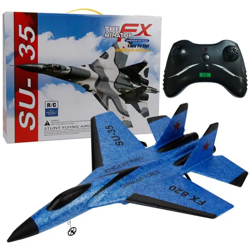 FX803 RC самолет игрушки EPP Пена Электрический 2 CH Z51 Z50 RTF Радио пульт дистанционного управления SU-35 хвост толкатель Квадрокоптер планерный самолет модель - Цвет: SU-35 BLUE