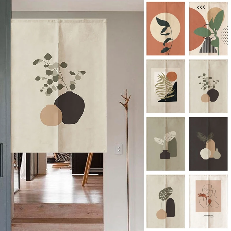 

Nordic Style Door Curtain Bathroom Occlude Half Curtains Simple Pattern Short Door Curtains Living Room Kitchen Decor Screen