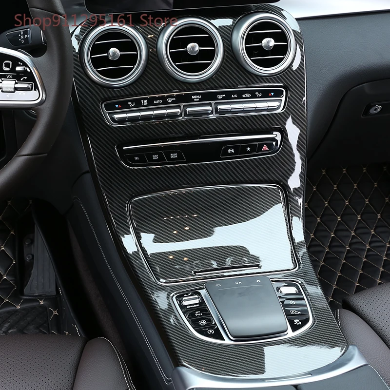 

For Mercedes Benz C class W205 GLC X253 2019-2020 ABS plastic Car Center Console Decoration Panel Cover Stickers Car Accessories
