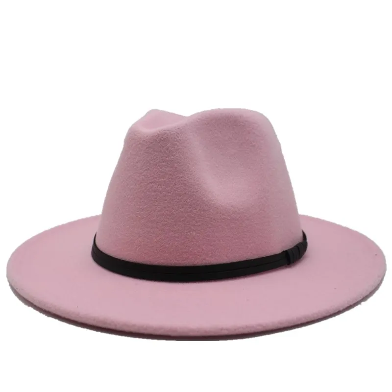 Winte шерсть фетр Джаз Fedoras шапки со шнурками Пряжка декор для женщин унисекс Панама с широкими полями Трилби ковбойская Кепка Панама