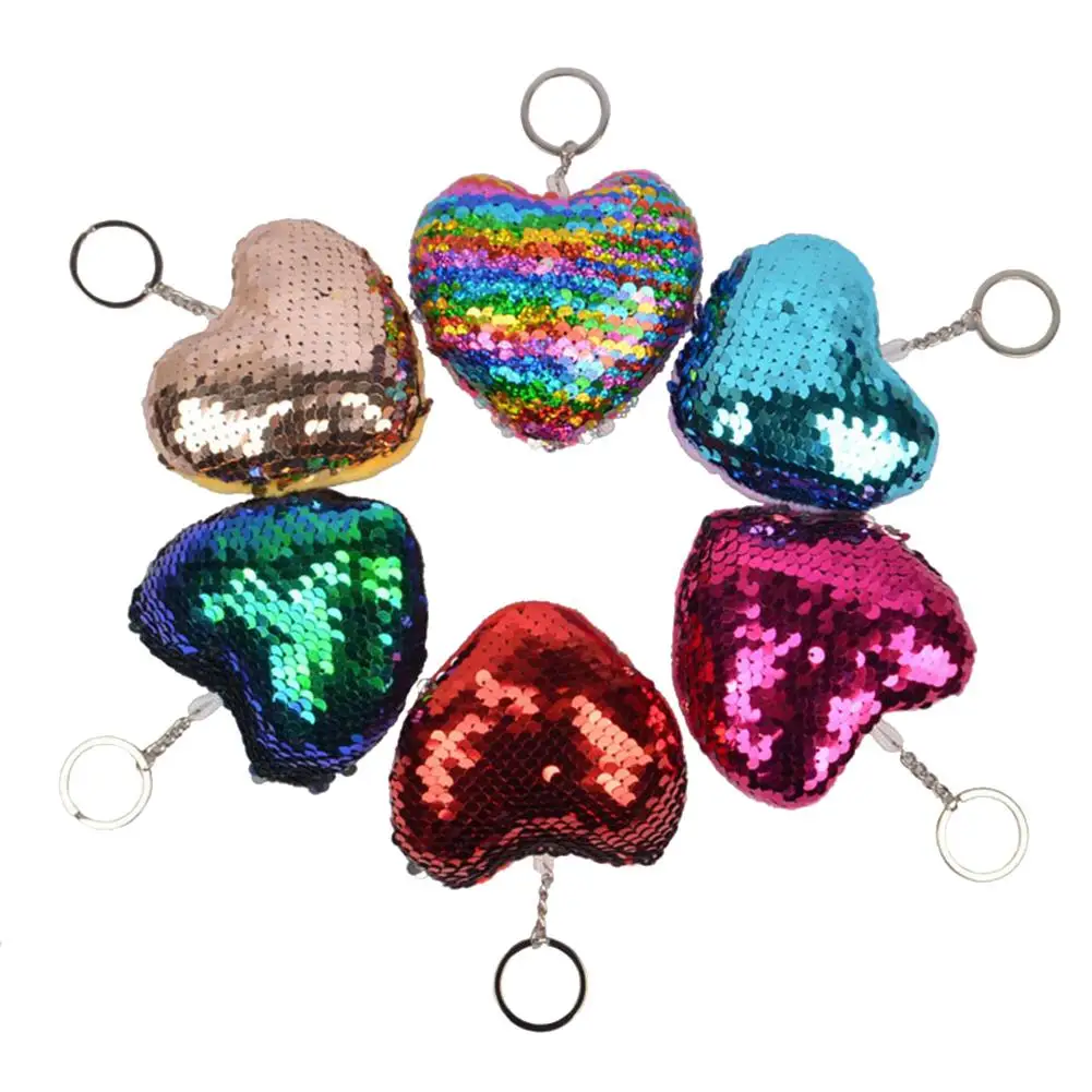 Милая двухцветная Сумочка с блестками в форме сердца подвесное украшение брелок