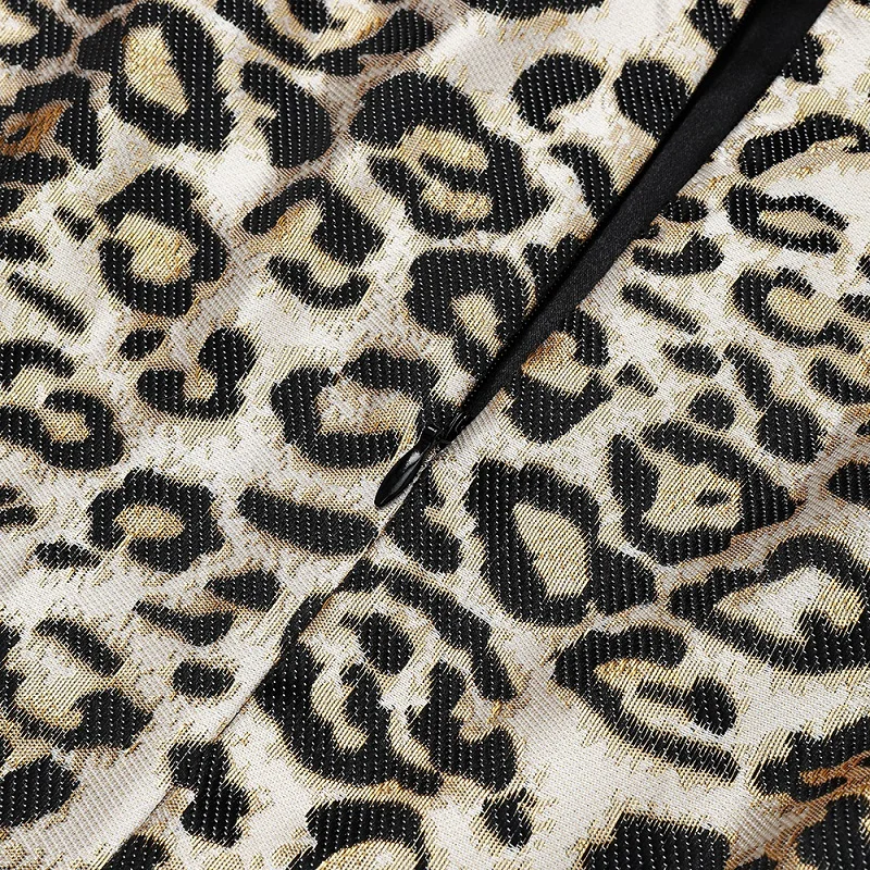 

2019 Fashion Leopard Long Sleeve Women Suits Top Quality Celebrity Autumn Cotton High Street Ladies Party Coats & Mini Skirt