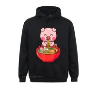 kawaii anime pig cute otaku japanese ramen funny noodles hooded pullover novelty hoodies student beach clothes graphic