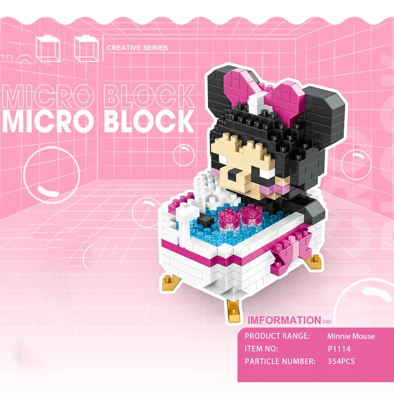 Disney nanobrick Милая мультяшная микро-ромбовидная блочная ванночка StellaLou Gelatoni Микки