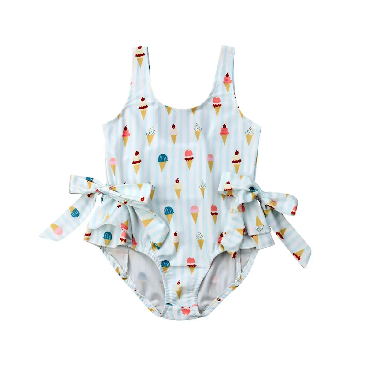 

Baby Girls Ice Cream Double Bow-knot -knot Bikini Swimsuit Beachwear Swimming Bathing Suit Beach Swimwear Summer