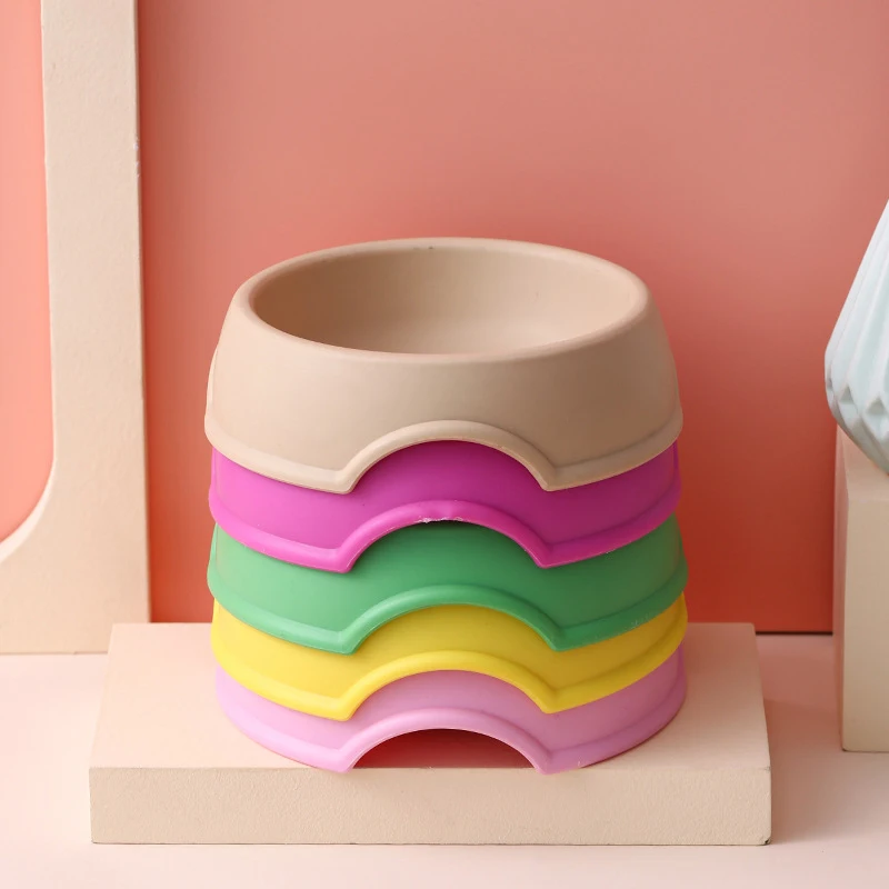 

High Quality Solid Color Pet Bowls Small Dog Cat Pet Bowl Pet Feeding Supplies Candy-Colored Lightweight Plastic Single Bowl New