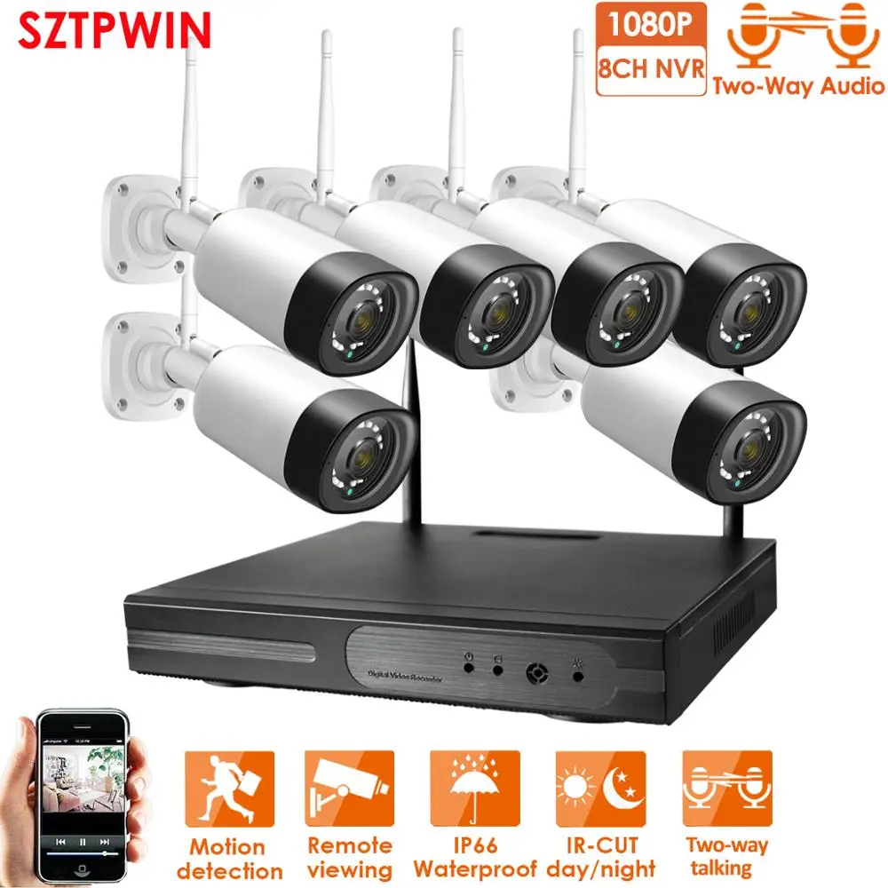 Беспроводная система видеонаблюдения 6ch 1080P МП IP камера двусторонняя аудиосвязь