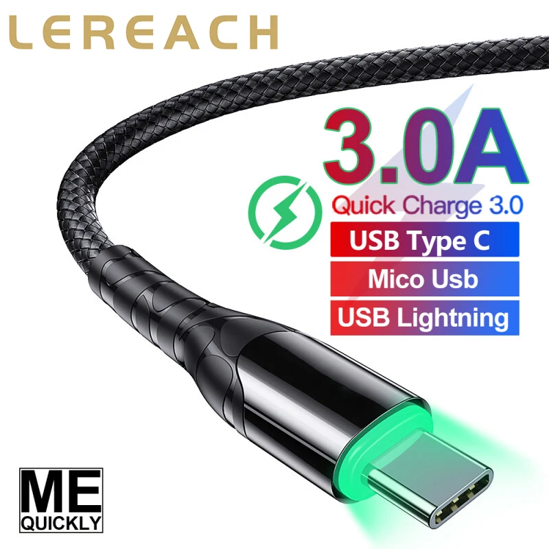 

Lereach Original 1M USB Cable Fast Charging Micro Usb / Type C / Lightning Charger Cable For Samsung Huawei Oppo Xiaomi Apple