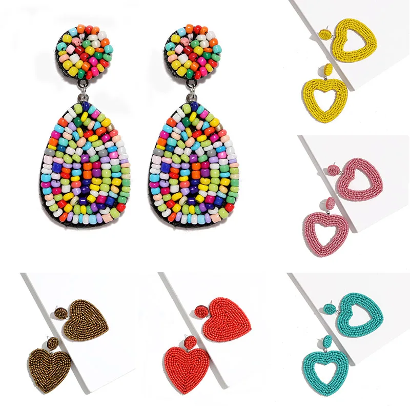 Сердце нанизанные бисером серьги для женщин богемные кисти Висячие Brinco