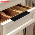 Черные скрытые ручки для шкафа NAIERDI, из алюминиевого сплава, для кухонного шкафа ручки для выдвижных ящиков, Мебельная ручка для спальни, дверная фурнитура