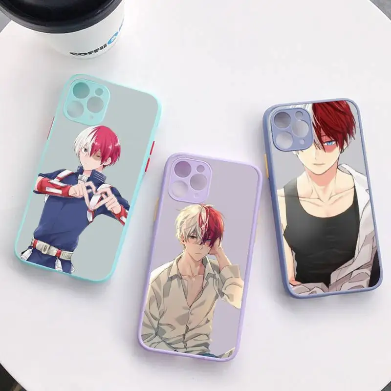 

LVTLV My Hero Academia Todoroki Shoto Phone Case for iPhone X XR XS 7 8 Plus 11 12 pro MAX Translucent Matte Shockproof Case