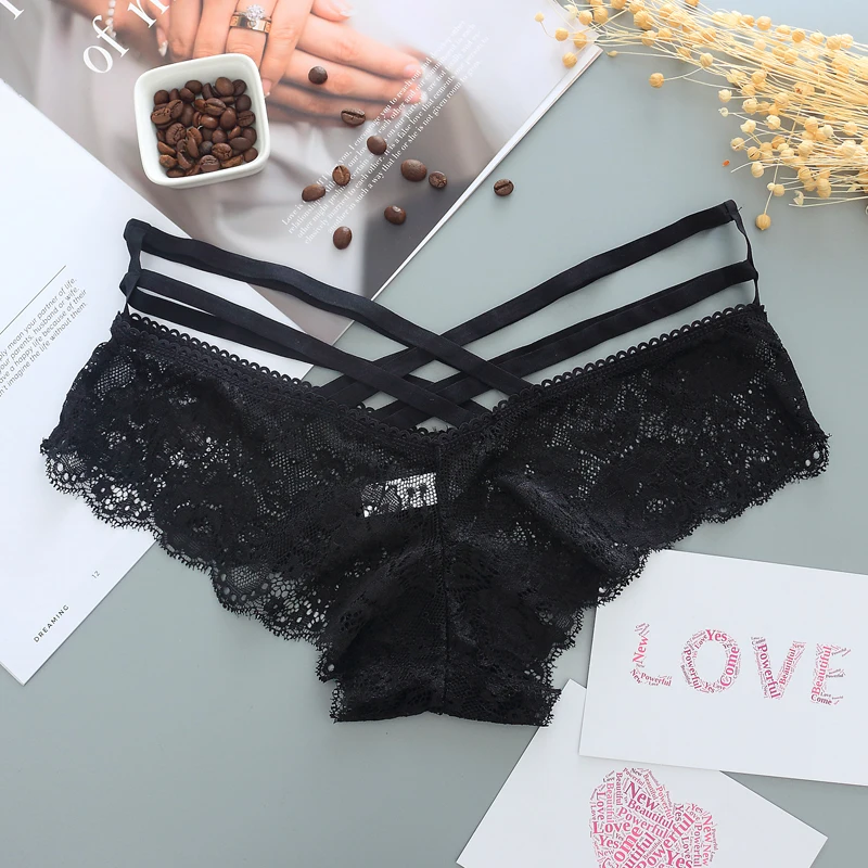 

Sexy Panties Women Lace Low-rise Solid Sexy Briefs Female Underwear Pant Ladies Cross strap lace Lingerie Women G String Thong