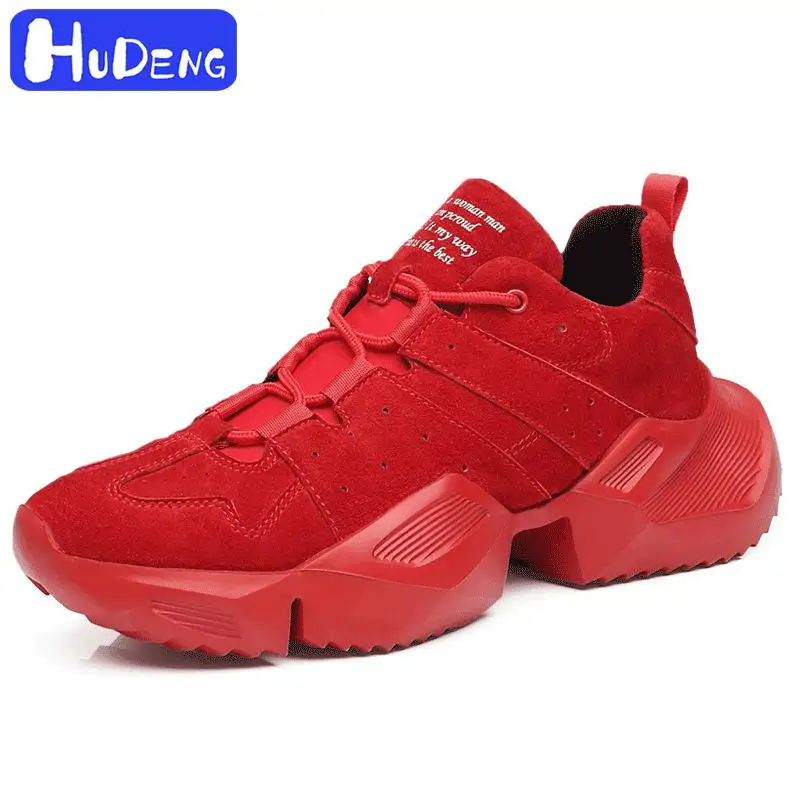 HUDENG Мужская обувь из коровьей замши дышащая мягкая Осенняя повседневная на
