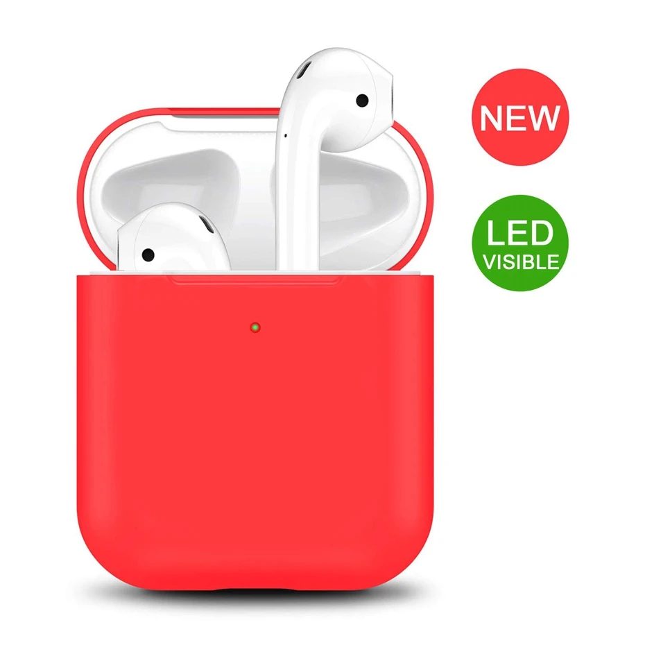 Red Силиконовый чехол для AirPods 2 Чехол для зарядки наушников чехол для Apple AirPods Air Pod 1 2 Bluetooth коробка гарнитура защитный чехол - Цвет: Red