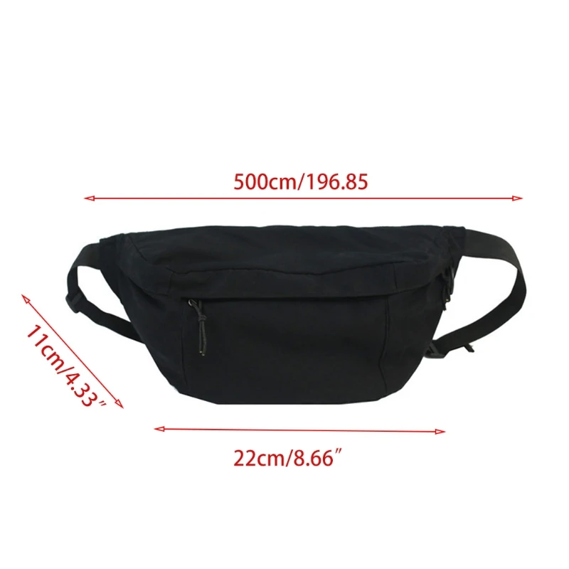 

Large Capacity Canvas Fanny Pack Solid Color Zipper Waist Bag Crossbody Handbag