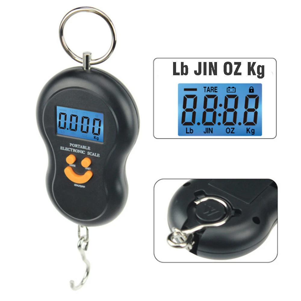 Цифровые портативные мини весы с крючком 50 кг для рыбалки путешествий мелкой еды