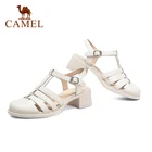 Босоножки женские из верблюжьей кожи, повседневные мягкие сандалии с подковой пяткой, дышащие, лето 2021