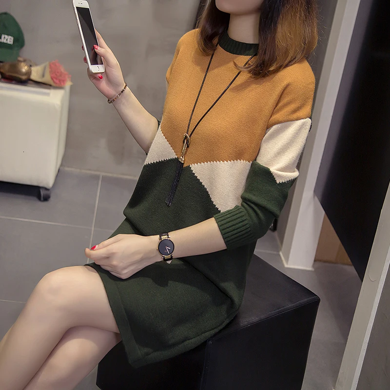 Модное платье для беременных корейский стиль вязаные свитера кормящих мам