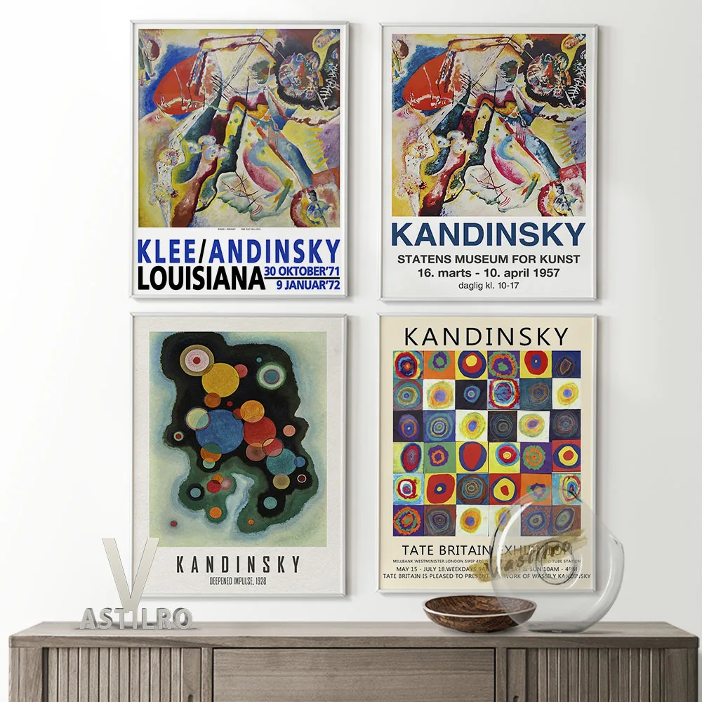 

Wassily Kandinsky Fine Art Prints Exhibition Museum Poster Modern Abstract Retro Wall Decor Canvas Painting Office Decorate Gift