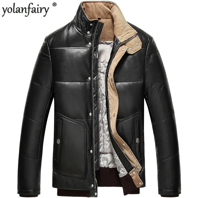 Мужская зимняя куртка из натуральной овечьей кожи размеры до 4xl|Мужские кожаные
