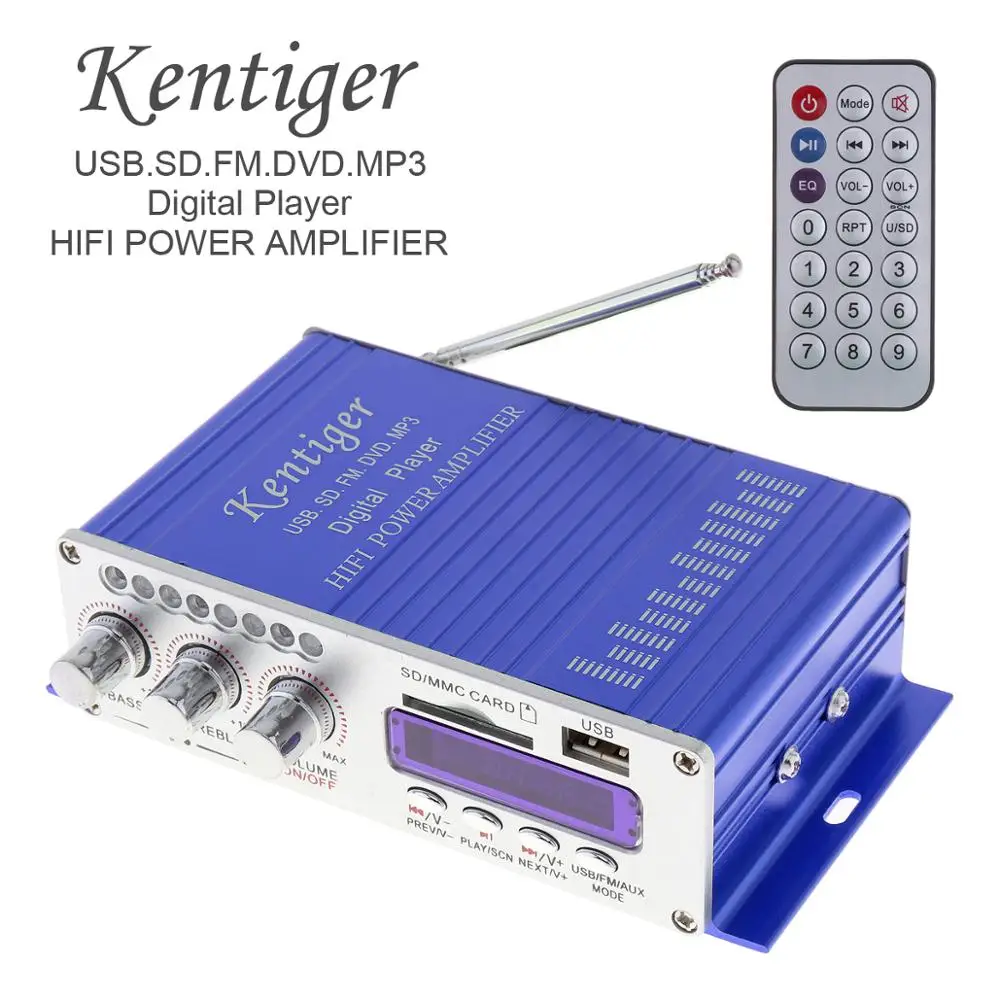 HY502 цифровой дисплей Hi Fi 2CH автомобильный стерео усилитель мощности с поддержкой