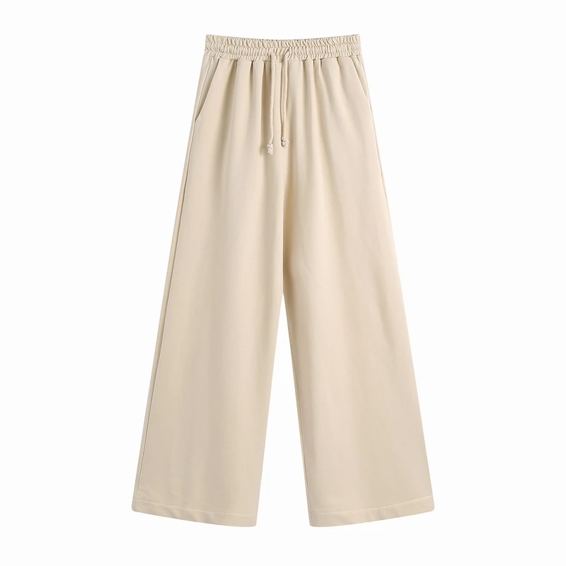 

Women Loose Pant Spring 2021 New Fashion Elastic Waist Modern Lady Casual Sport Jogger Pants Wide Leg Bottom