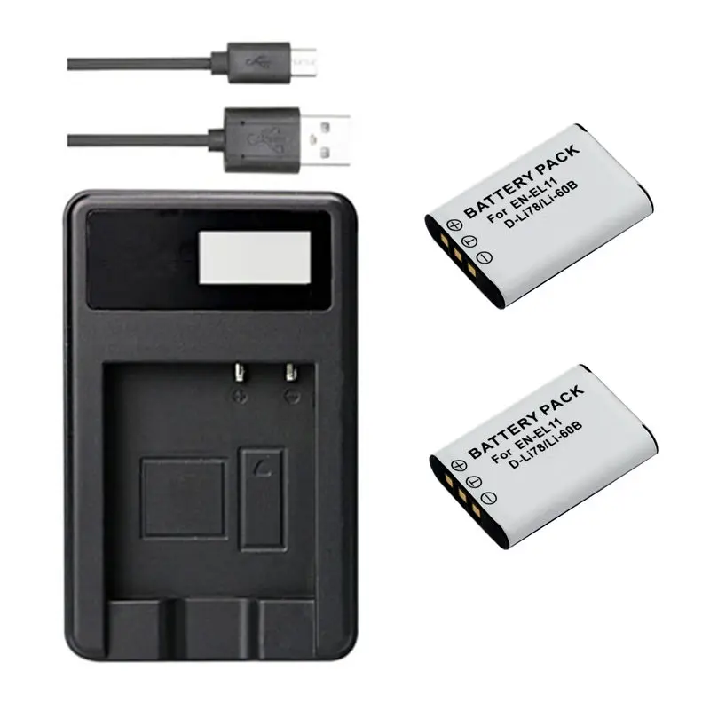D-LI78 DLI78 EN-EL11 EL11 Батарея+ USB Зарядное устройство для Pentax Optio S1 M50 M60 V20 W60 L50 W80 - Цвет: Цвет: желтый
