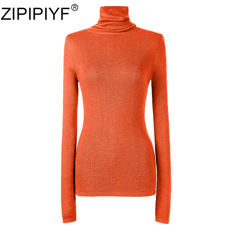 Thin Section 7 Colors Turtleneck Sweater Women's Spring 2020 New Fashion Slim Bottoming Solid Color Tops C135
