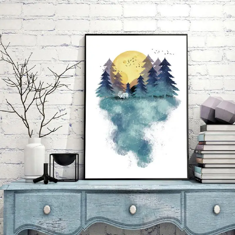 

Nordic Literature And Art Abstract Landscape Forest Living Room Hotel Bedroom Creative Decorative Painting