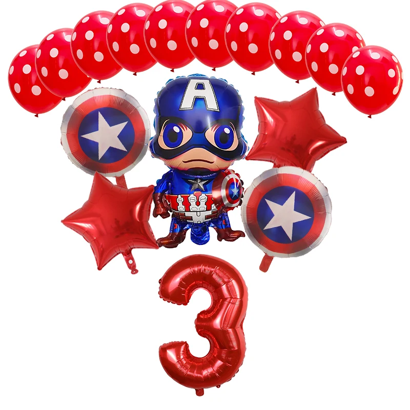 1 Набор из мультфильма «мстители» Super hero Фольга воздушные шары 3" номер Капитан Америка шар для дня рождения для маленьких мальчиков, свадебные hero тема вечерние Декор