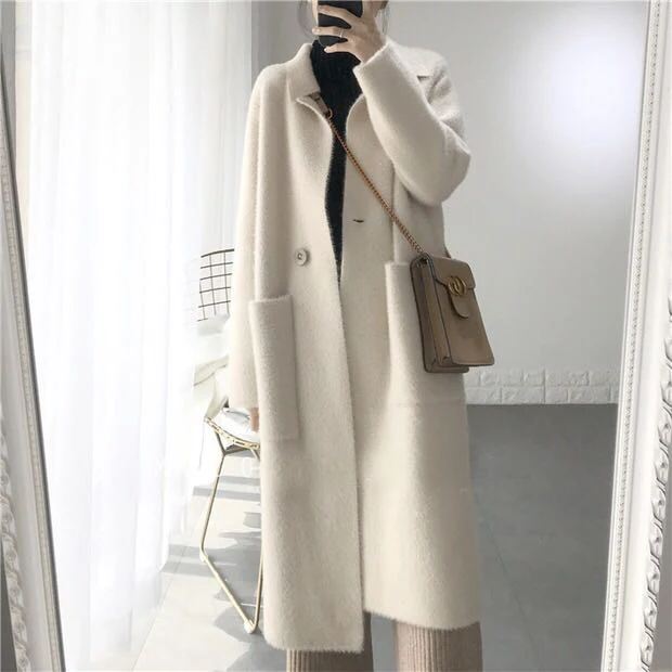

New Winter Coat Women Oversize Fashion Cashmere Wool Outerwear Female Long Thickening Warm Woolen Overcoat Womens Trench Coats