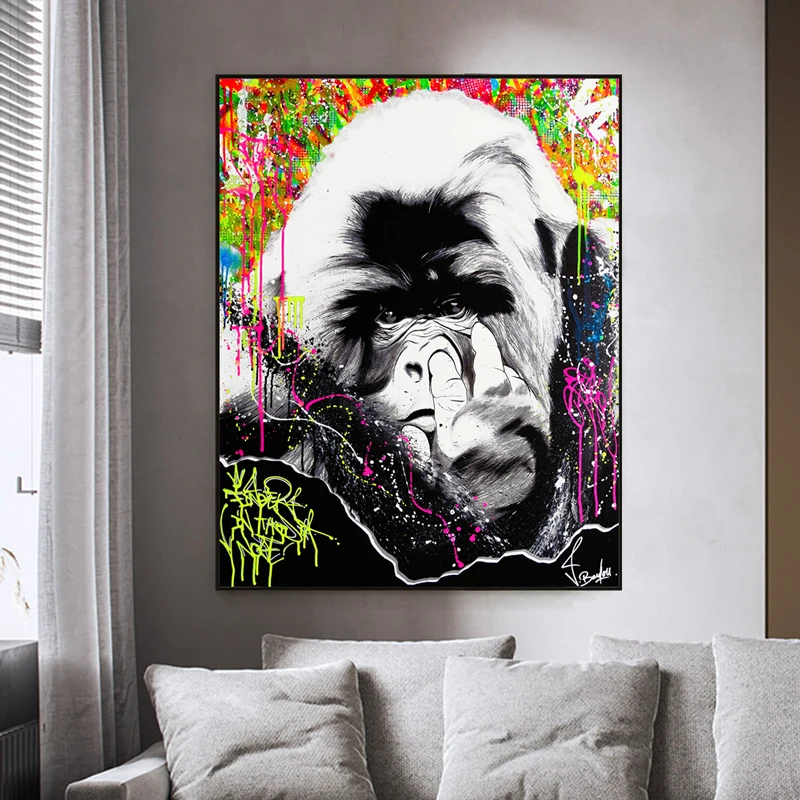 

Graffiti Art Orangutan Street Canvas Painting Posters And Prints On The Wall Art Animal Picture For Living Room Home Decoration