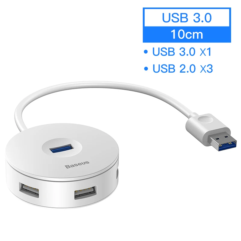 0.1M White USB HUB Baseus usb-хаб USB 3,0 USB C концентратор для MacBook Pro поверхностный концентратор USB Type C USB 2,0 адаптер с Micro USB для компьютера USB разветвитель - Цвет: 0.1M White USB HUB