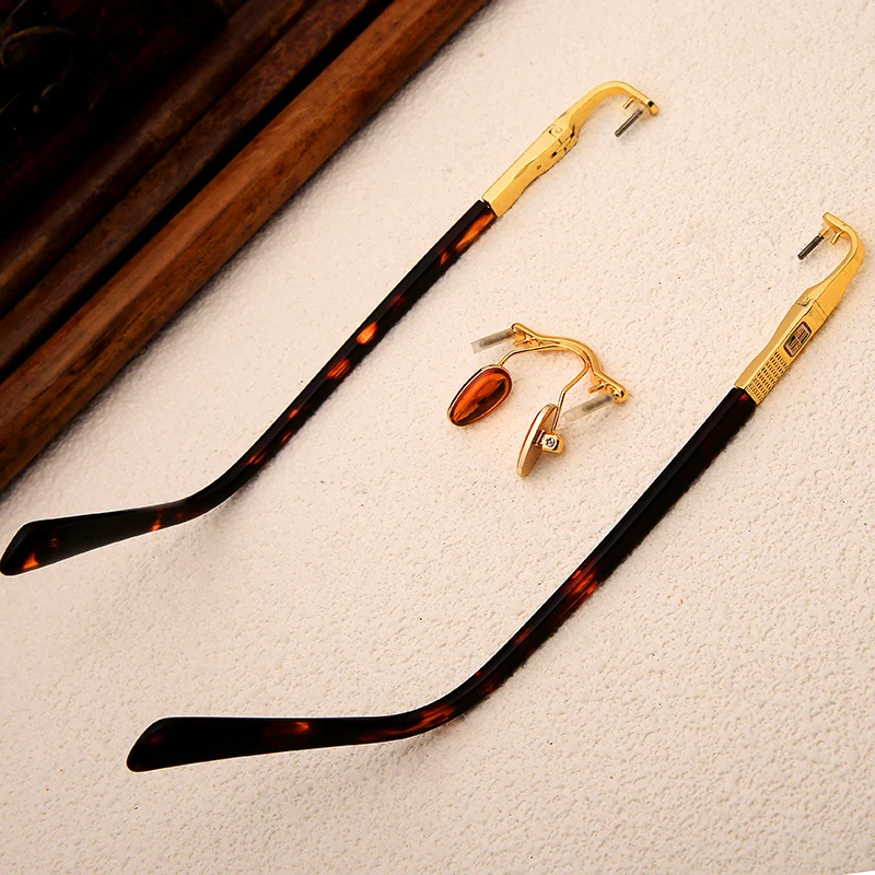 Мужская оправа без оправы Vazrobe золотисто серая металлическая винтажная