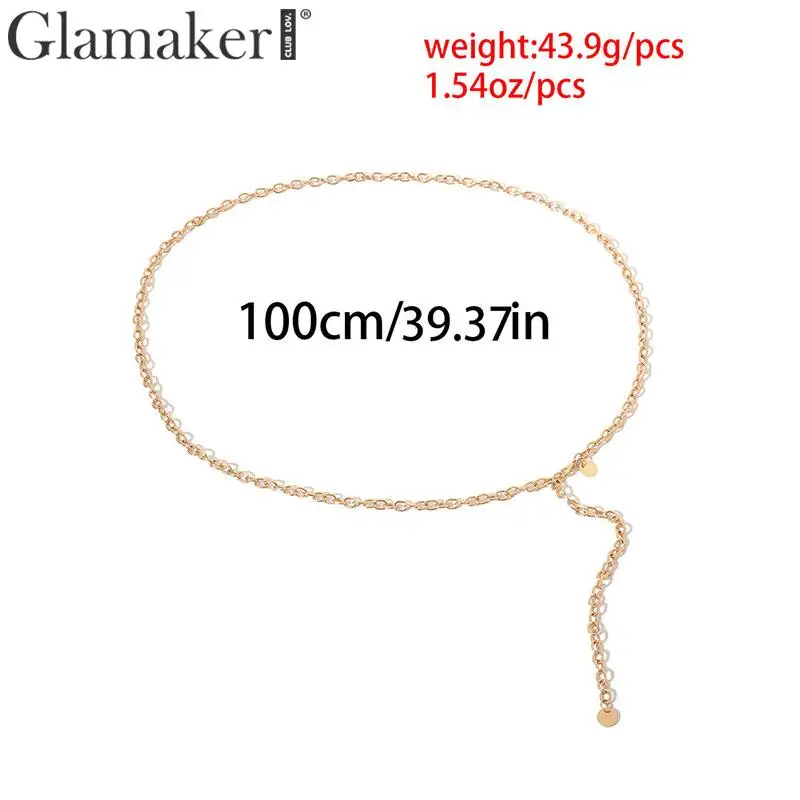 Glamaker золотая цепочка женский широкий пояс для женщин куртка пояс Женские аксессуары cummerbund Блестящий Пояс для платья корейская мода