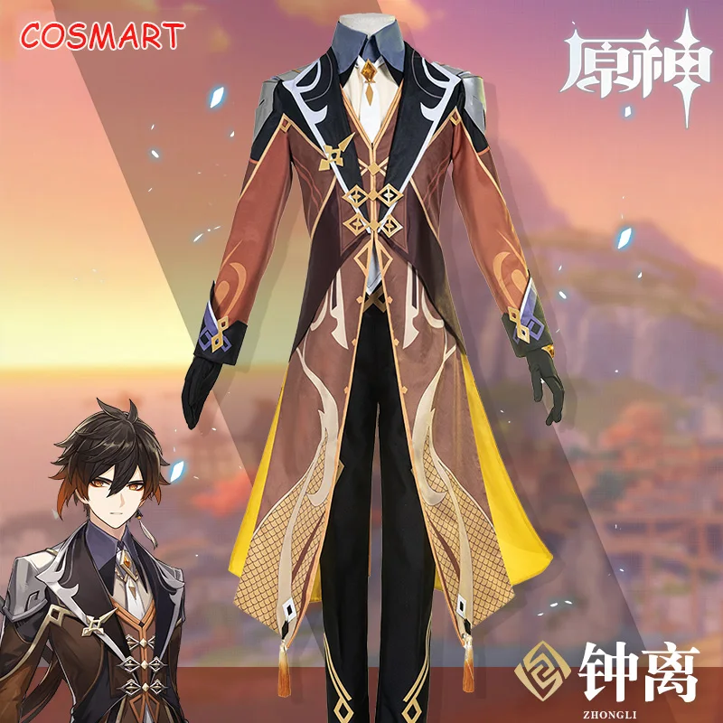 

Anime Genshin Impact Zhongli Game Suit Uniform Zhong Li Cosplay Costume Halloween Party Outfit For Men 2020 NEW