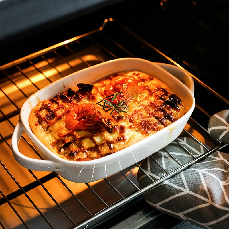 

Ceramic Baking Pan Baking Baked Rice Pan Microwave Oven Special Tableware Creative Baking Bowl Western Food Plate Dish Plate Hou