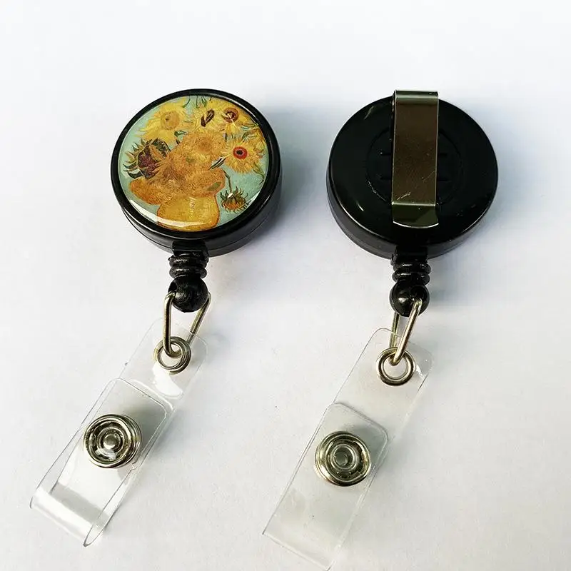 

Fashion 1PC Flowers Badge Reel Badge Holder Clip Retractable ID Badge Holder Landyard for Keys