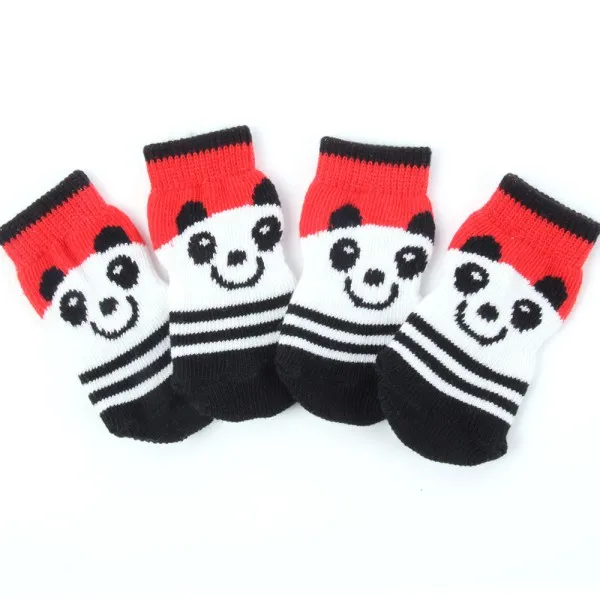 

4pcs/Set Cute Puppy Dog Knit Socks Small Dogs Anti-Slip Cat Shoes For Autumn Winter Indoor Wear Paw Protector Pet Products #